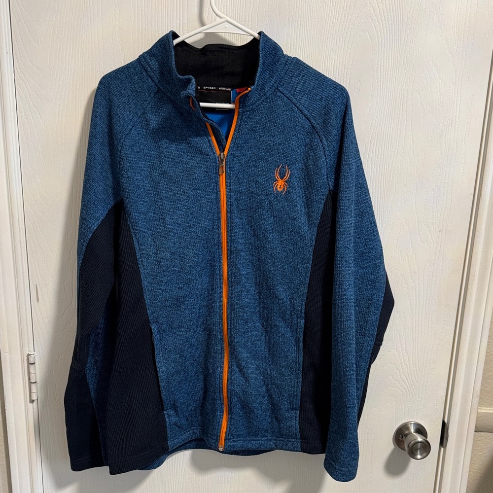 Spyder Constant Full-Zip Mid-Weight Stryke Jacket Men's Large Long Sleeve Blue‎